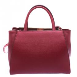 Pre Owned Fendi Red Saffiano Leather Small 2Jours Tote