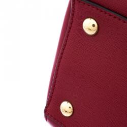 Pre Owned Fendi Red Saffiano Leather Small 2Jours Tote
