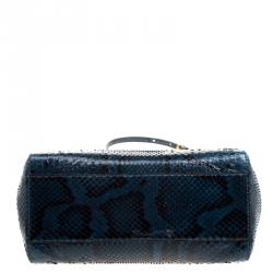 Pre Owned Fendi Blue Python Mini Peekaboo Top Handle Bag