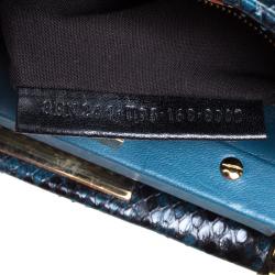Pre Owned Fendi Blue Python Mini Peekaboo Top Handle Bag