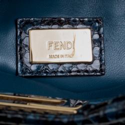 Pre Owned Fendi Blue Python Mini Peekaboo Top Handle Bag