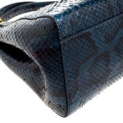 Pre Owned Fendi Blue Python Mini Peekaboo Top Handle Bag