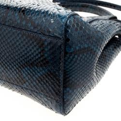 Pre Owned Fendi Blue Python Mini Peekaboo Top Handle Bag