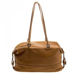 Pre Owned Fendi Brown Selleria  Leather Bauletto Bag