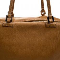 Pre Owned Fendi Brown Selleria  Leather Bauletto Bag