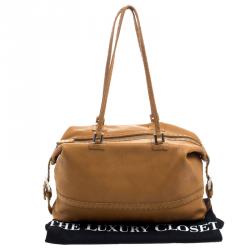 Pre Owned Fendi Brown Selleria  Leather Bauletto Bag