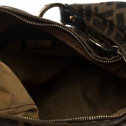 Pre Owned Fendi Tobacco Zucca Canvas Large Chef Chain Hobo
