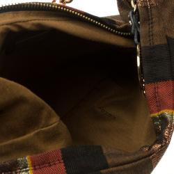 Pre Owned Fendi Multicolor Pequin Canvas Chef Chain Hobo