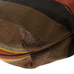 Pre Owned Fendi Multicolor Pequin Canvas Chef Chain Hobo