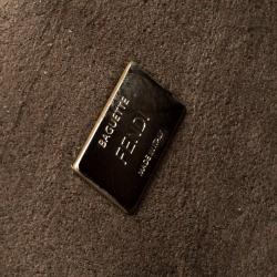 Pre Owned Fendi White Leather Micro Baguette Shoulder Bag