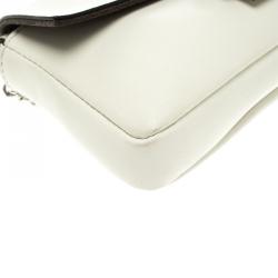 Pre Owned Fendi White Leather Micro Baguette Shoulder Bag