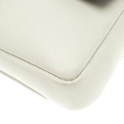 Pre Owned Fendi White Leather Micro Baguette Shoulder Bag
