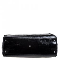 Pre Owned Fendi Black Patent Leather Large Peekaboo Top Handle Bag