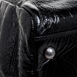 Pre Owned Fendi Black Patent Leather Large Peekaboo Top Handle Bag