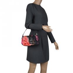 Pre Owned Fendi Floral Print Zucchino Fabric Mini Mama Baguette Bag