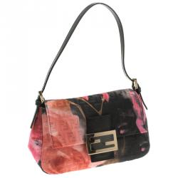 Pre Owned Fendi Floral Print Zucchino Fabric Mini Mama Baguette Bag
