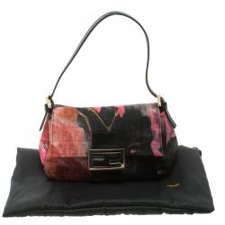 Pre Owned Fendi Floral Print Zucchino Fabric Mini Mama Baguette Bag