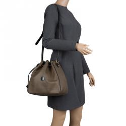Pre Owned Fendi Brown Coated Canvas Vintage Drawstring Bucket Bag