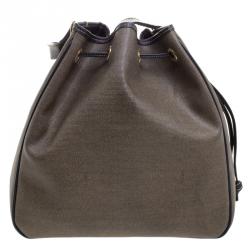 Pre Owned Fendi Brown Coated Canvas Vintage Drawstring Bucket Bag