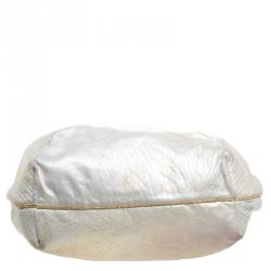 Pre Owned Fendi Gold/Grey Textured Leather Spy Hobo