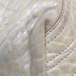 Pre Owned Fendi Gold/Grey Textured Leather Spy Hobo