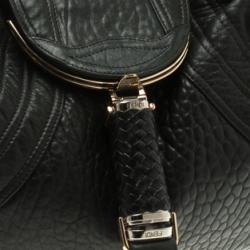 Pre Owned Fendi Black Textured Leather Large Spy Hobo
