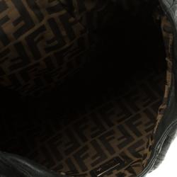 Pre Owned Fendi Black Textured Leather Large Spy Hobo