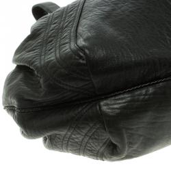 Pre Owned Fendi Black Textured Leather Large Spy Hobo