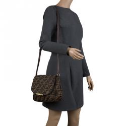 Pre Owned Fendi Tobacco Zucca Canvas Crossbody Bag