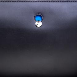 Pre Owned Fendi Black Leather Dotcom Top Handle Bag