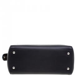 Pre Owned Fendi Black Leather Dotcom Top Handle Bag