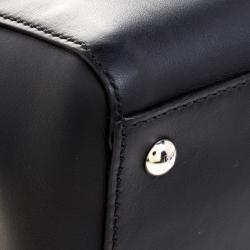 Pre Owned Fendi Black Leather Dotcom Top Handle Bag