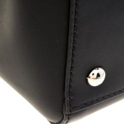 Pre Owned Fendi Black Leather Dotcom Top Handle Bag