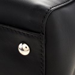 Pre Owned Fendi Black Leather Dotcom Top Handle Bag