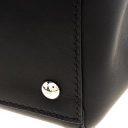 Pre Owned Fendi Black Leather Dotcom Top Handle Bag