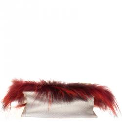 Fendi Multicolor Snakeskin and Fox Fur Daisy Beaded Crossbody Bag