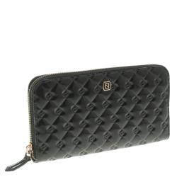 Pre Owned Fendi Black Patent Leather Fendilicious Continental Zip Wallet