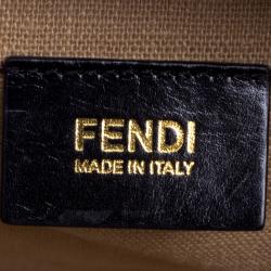 Pre Owned Fendi Brown Pequin Canvas Claudia Shoulder Bag