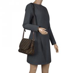 Pre Owned Fendi Tobacco Zucca Canvas Shoulder Bag