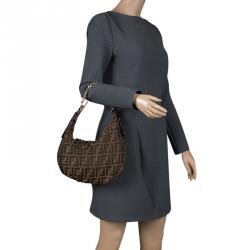 Pre Owned Fendi Tobacco Zucca Canvas Chef Chain Hobo