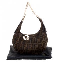 Pre Owned Fendi Tobacco Zucca Canvas Chef Chain Hobo