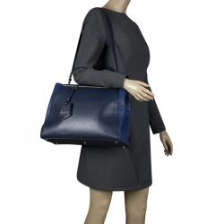 Pre Owned Fendi Blue Saffiano Leather 2Jours Tote
