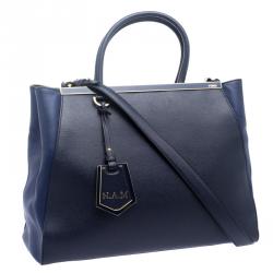 Pre Owned Fendi Blue Saffiano Leather 2Jours Tote