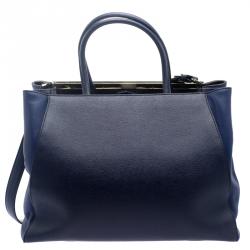 Pre Owned Fendi Blue Saffiano Leather 2Jours Tote