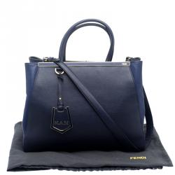 Pre Owned Fendi Blue Saffiano Leather 2Jours Tote