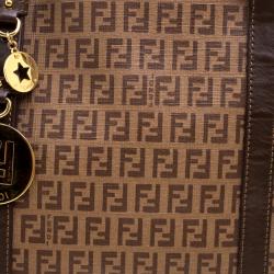 Pre Owned Fendi Brown Zucchino Coated Canvas Superstar Shopping Tote