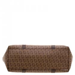 Pre Owned Fendi Brown Zucchino Coated Canvas Superstar Shopping Tote