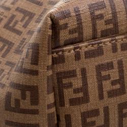 Pre Owned Fendi Brown Zucchino Coated Canvas Superstar Shopping Tote