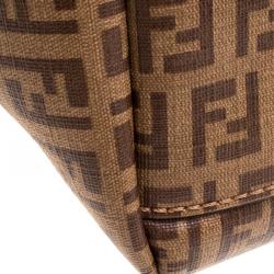 Pre Owned Fendi Brown Zucchino Coated Canvas Superstar Shopping Tote