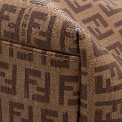 Pre Owned Fendi Brown Zucchino Coated Canvas Superstar Shopping Tote